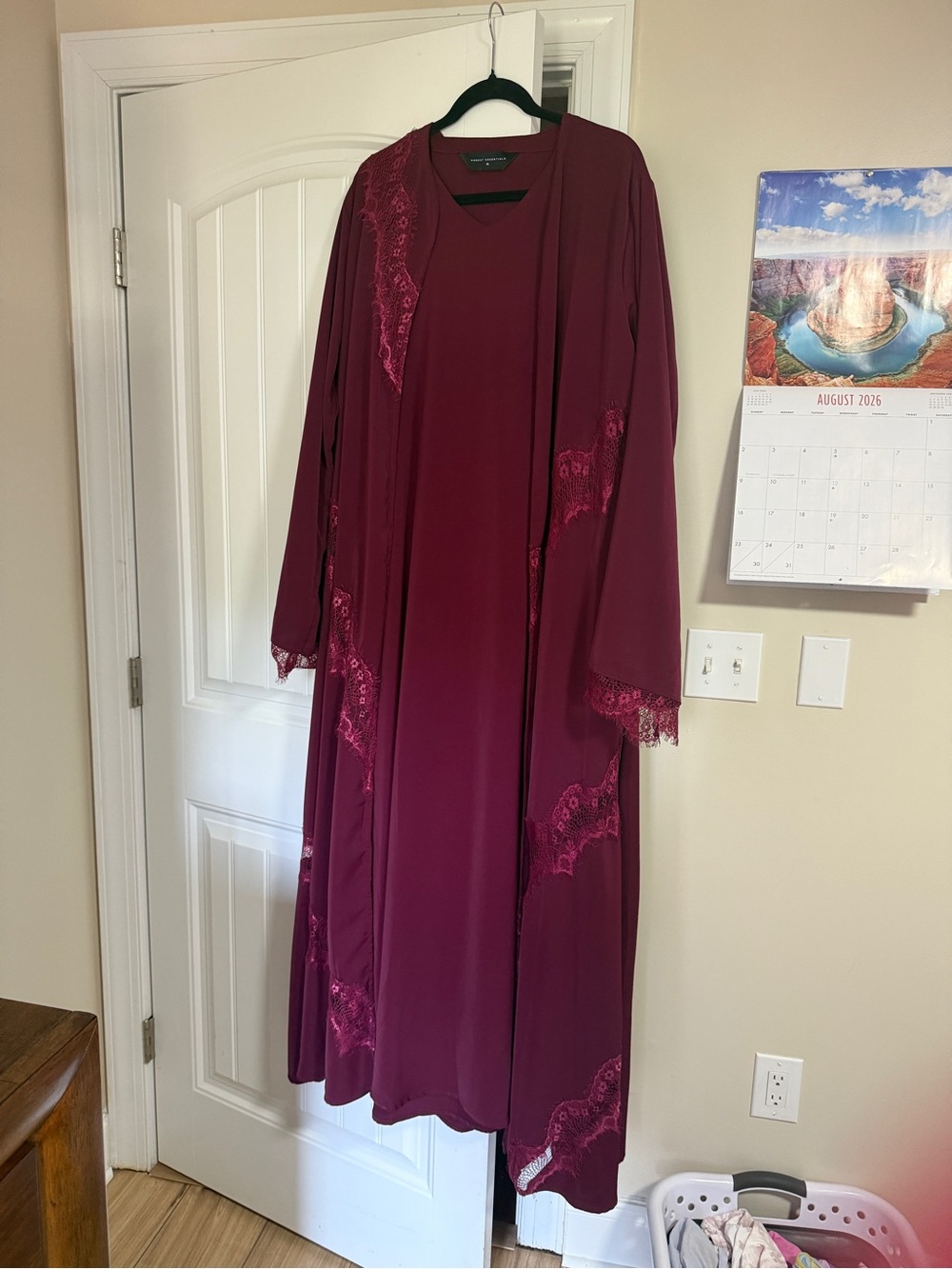 Burgundy Abaya set and hijab